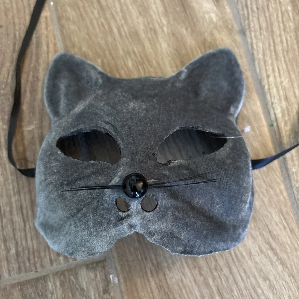 Gray Velvet CAT/ Mouse‎ Mask Costumes Cosplay Carnival Halloween Party Accessory